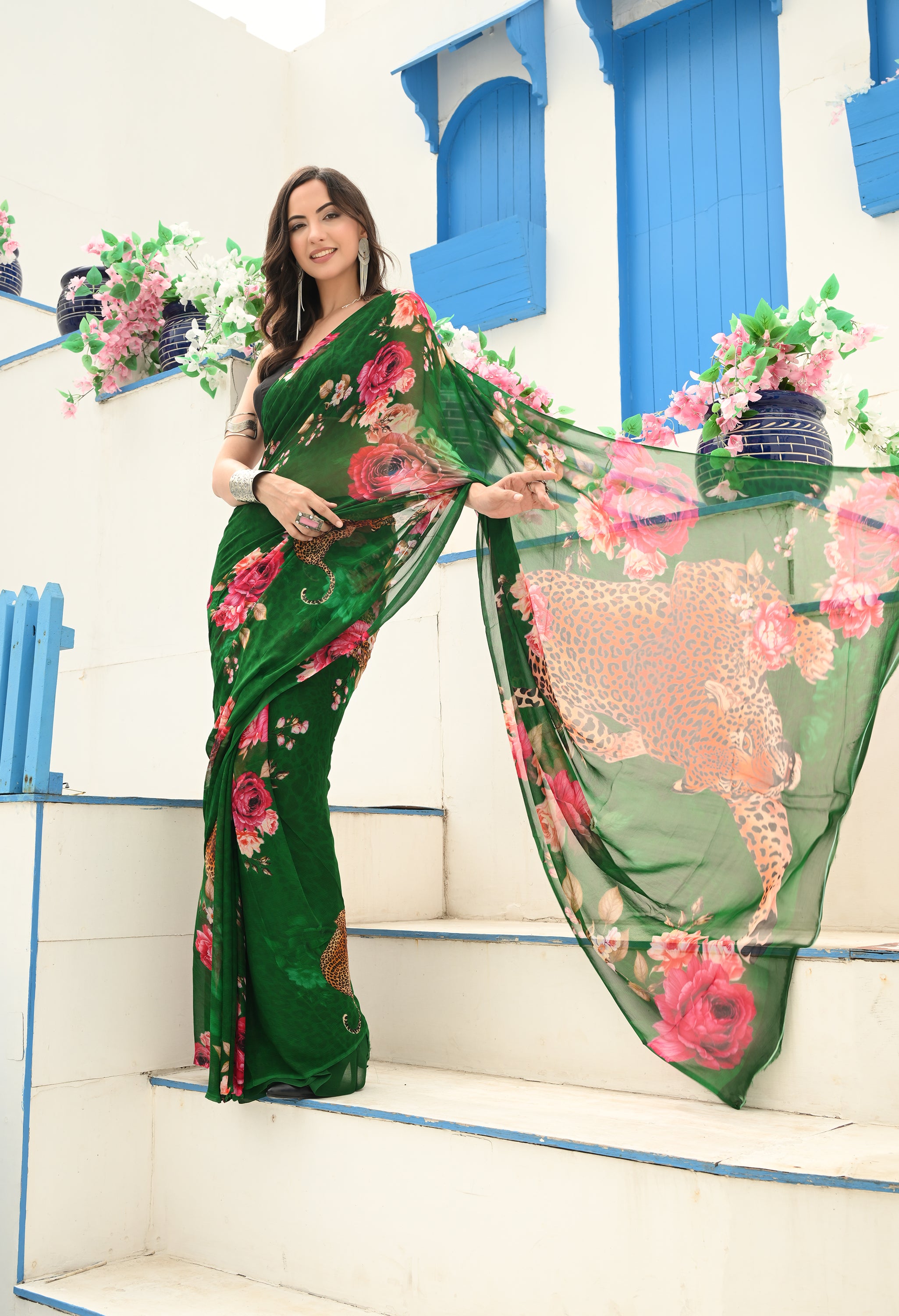 Wildscape Pure Chiffon Saree