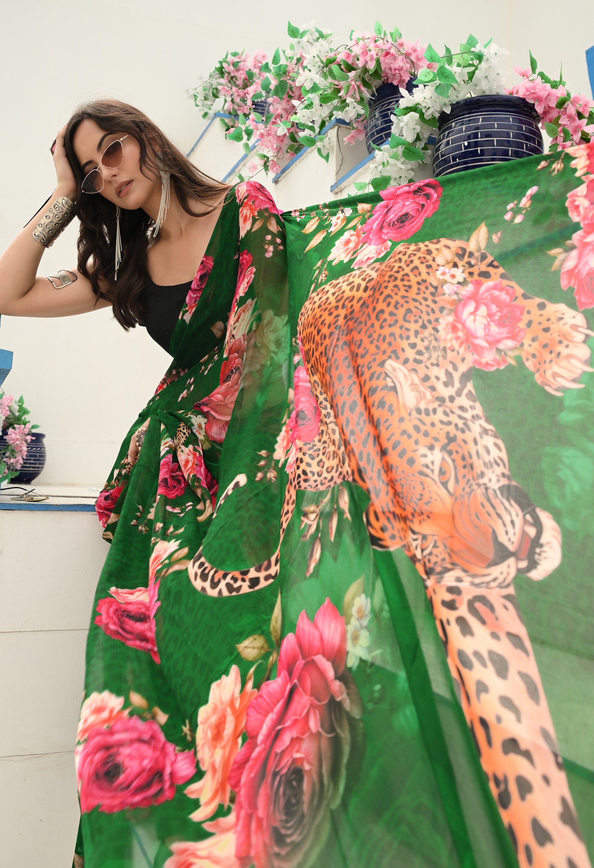 Wildscape Pure Chiffon Saree