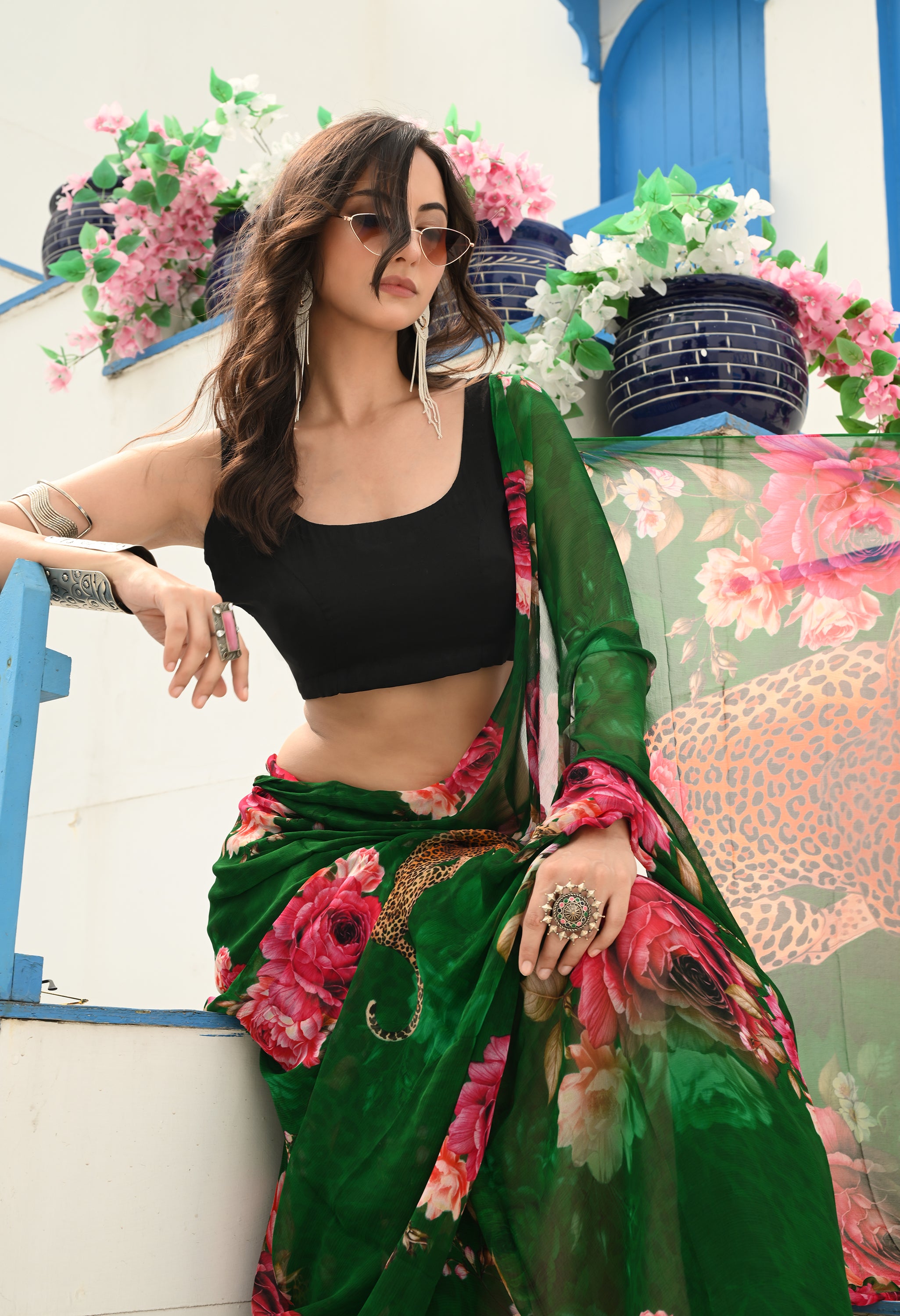 Wildscape Pure Chiffon Saree