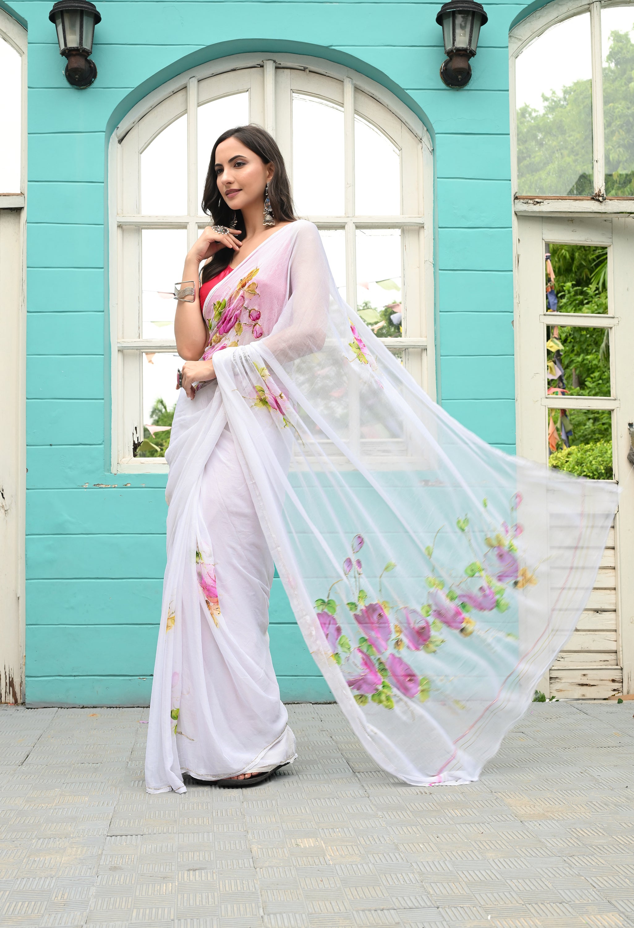 Rose Veil Pure Chiffon Saree