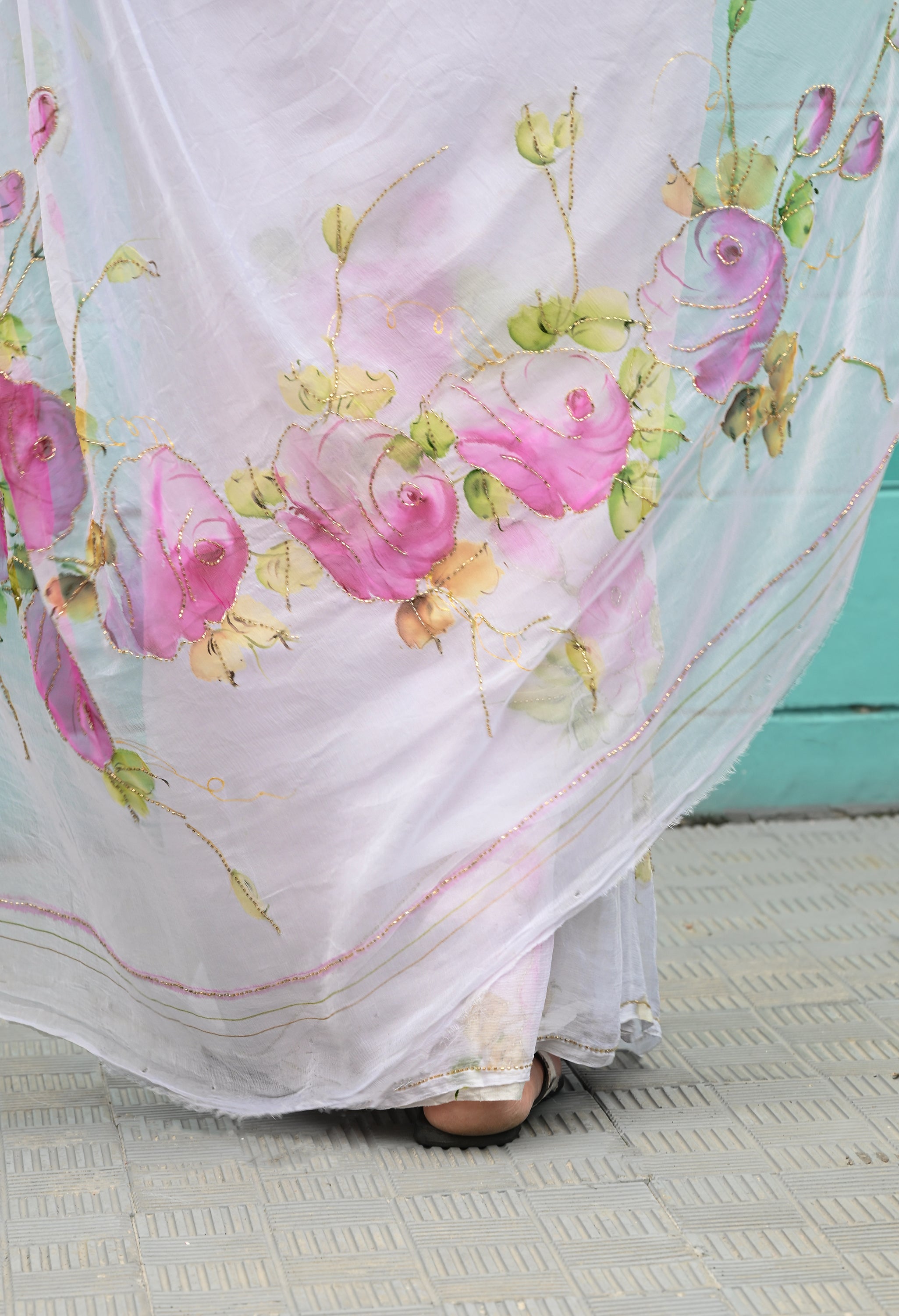 Rose Veil Pure Chiffon Saree