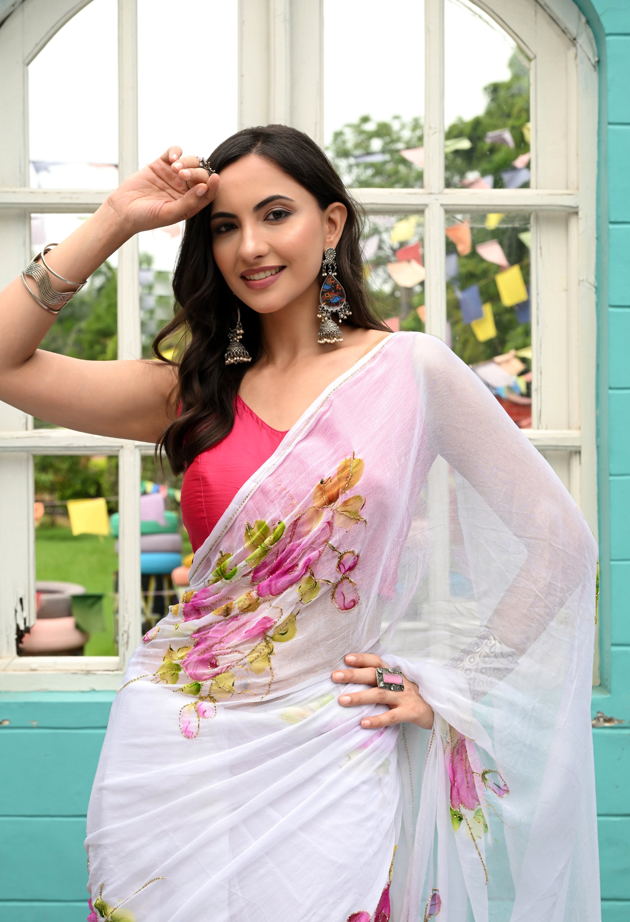Rose Veil Pure Chiffon Saree