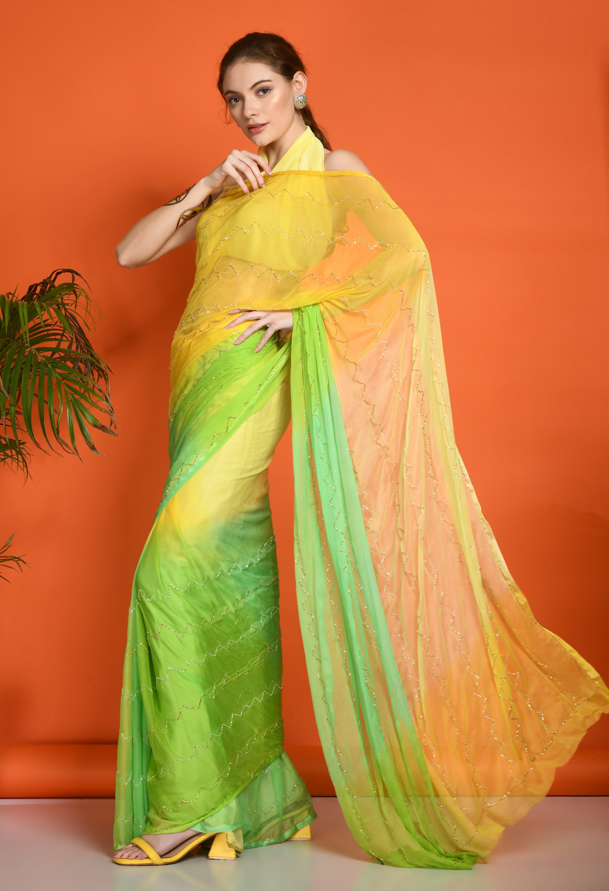 Disco Mango Tie & Dye Chiffon Saree