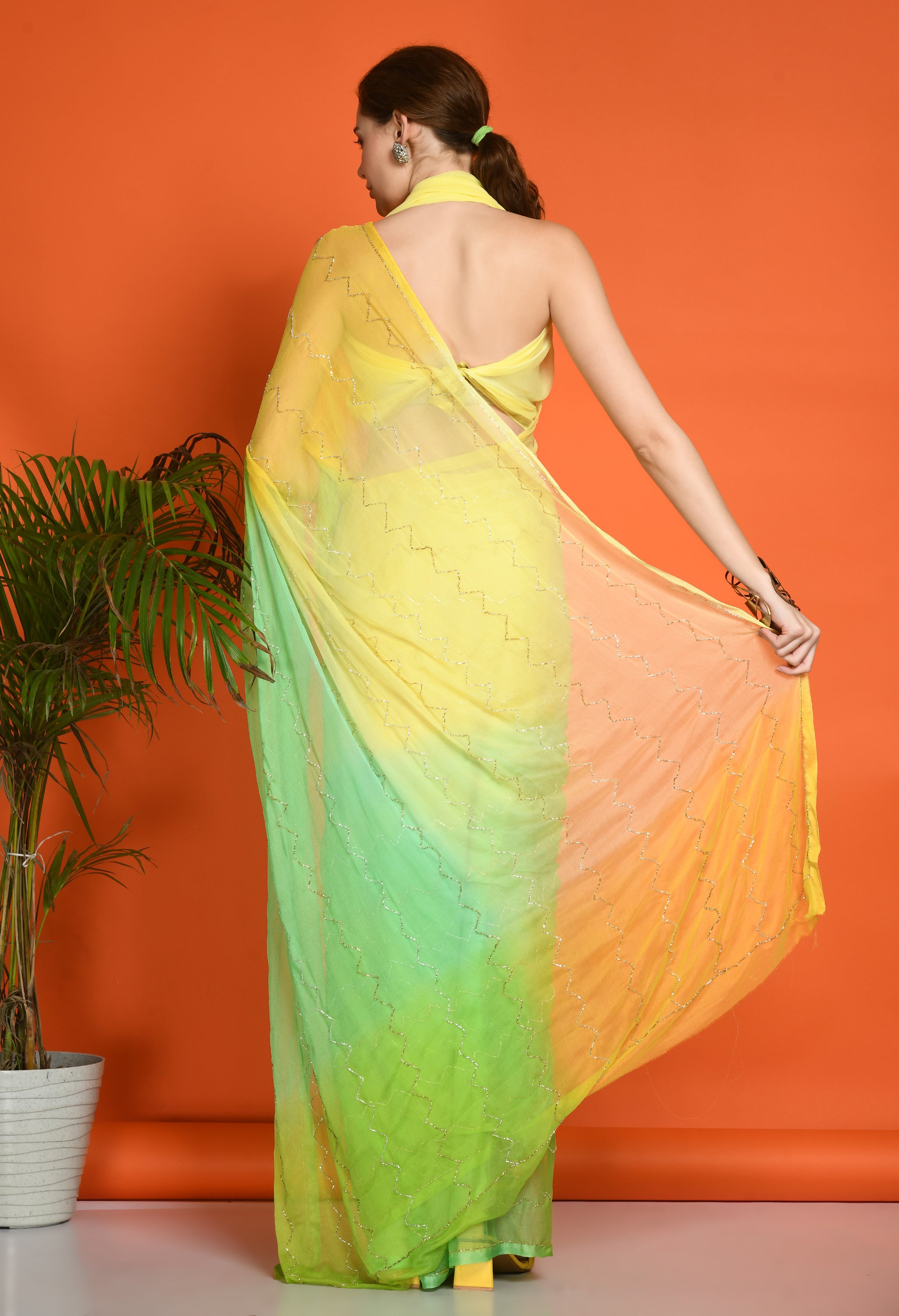 Disco Mango Tie & Dye Chiffon Saree