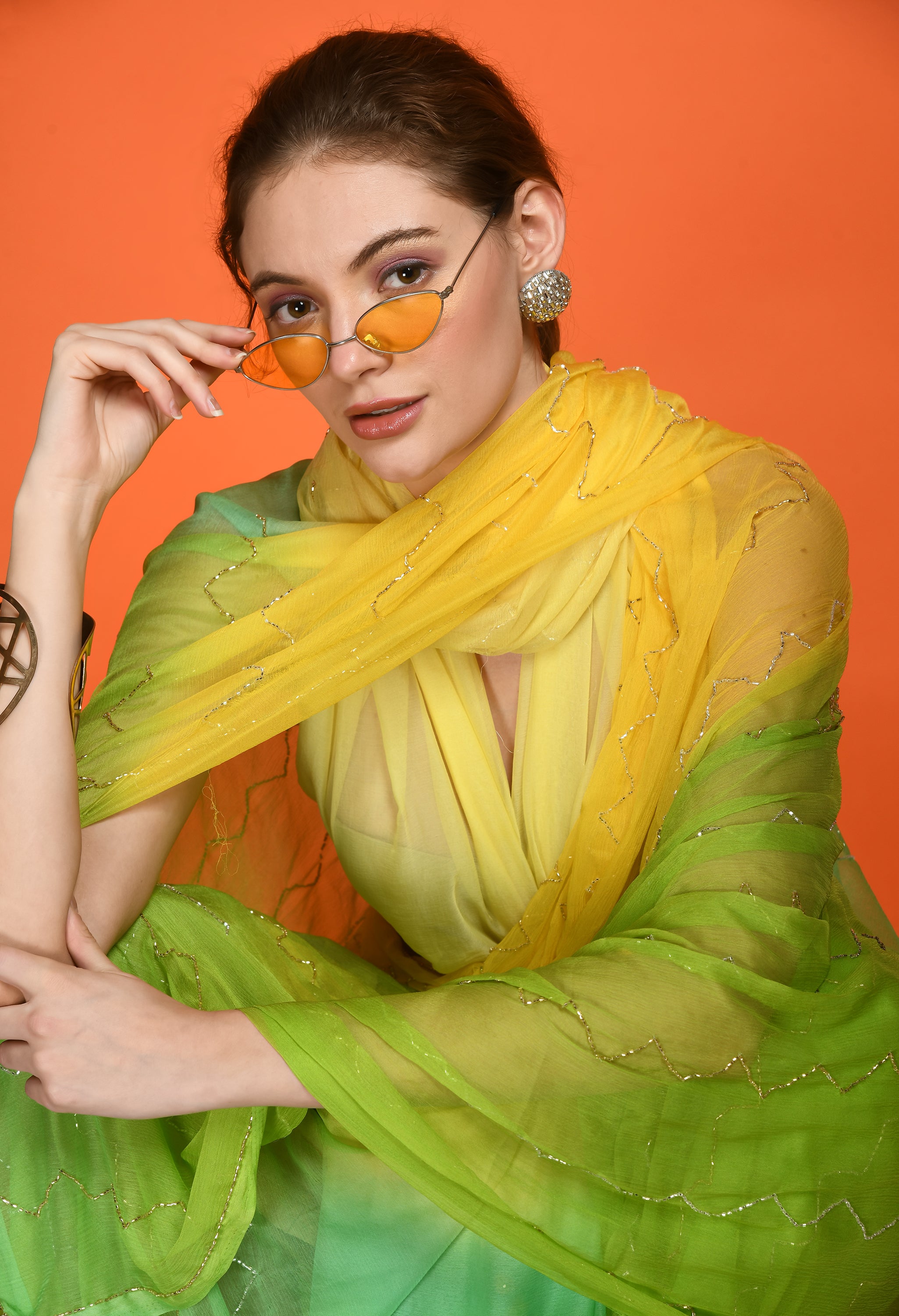 Disco Mango Tie & Dye Chiffon Saree