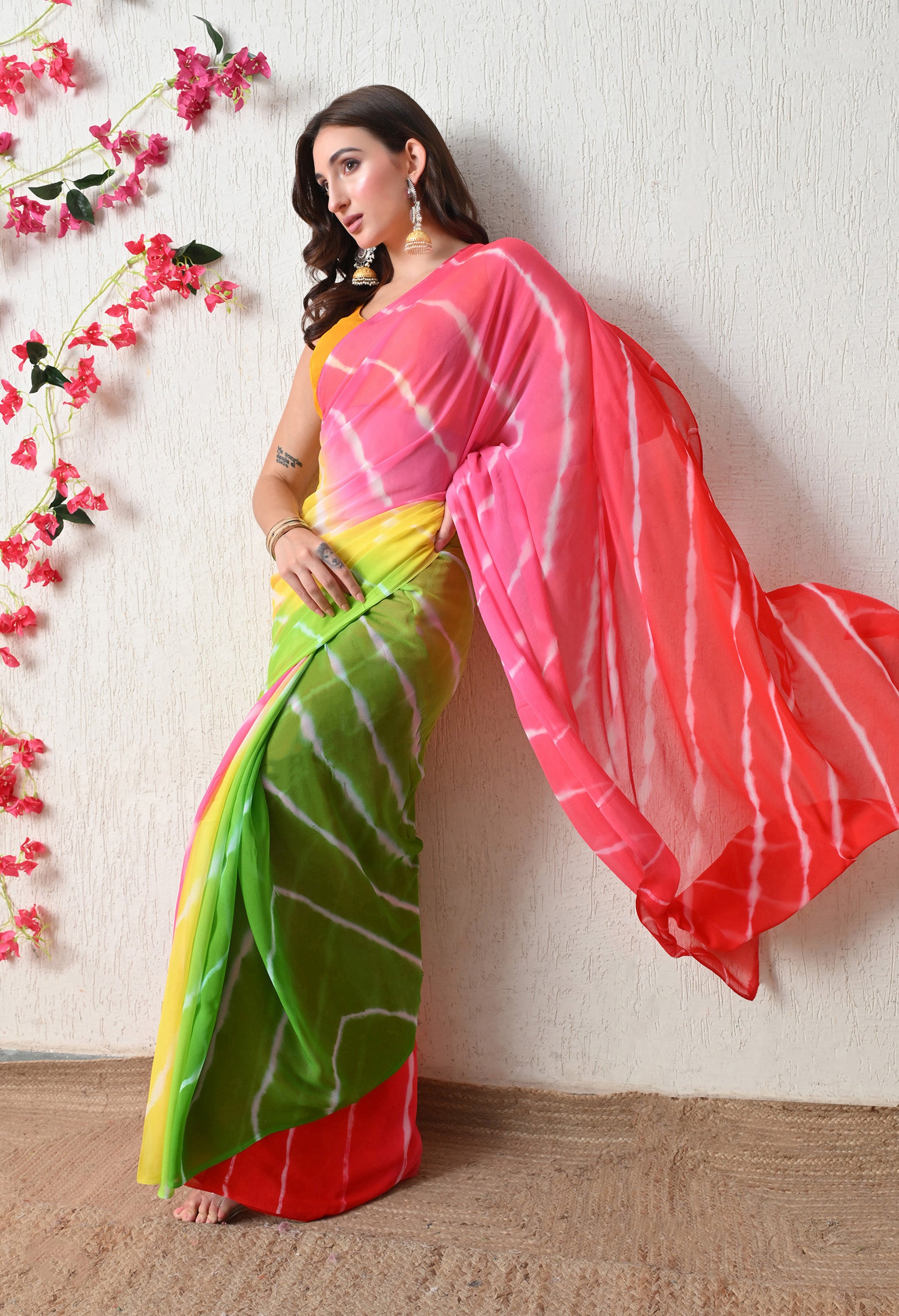 Candy Wave Tie & Dye Pure Chiffon Saree
