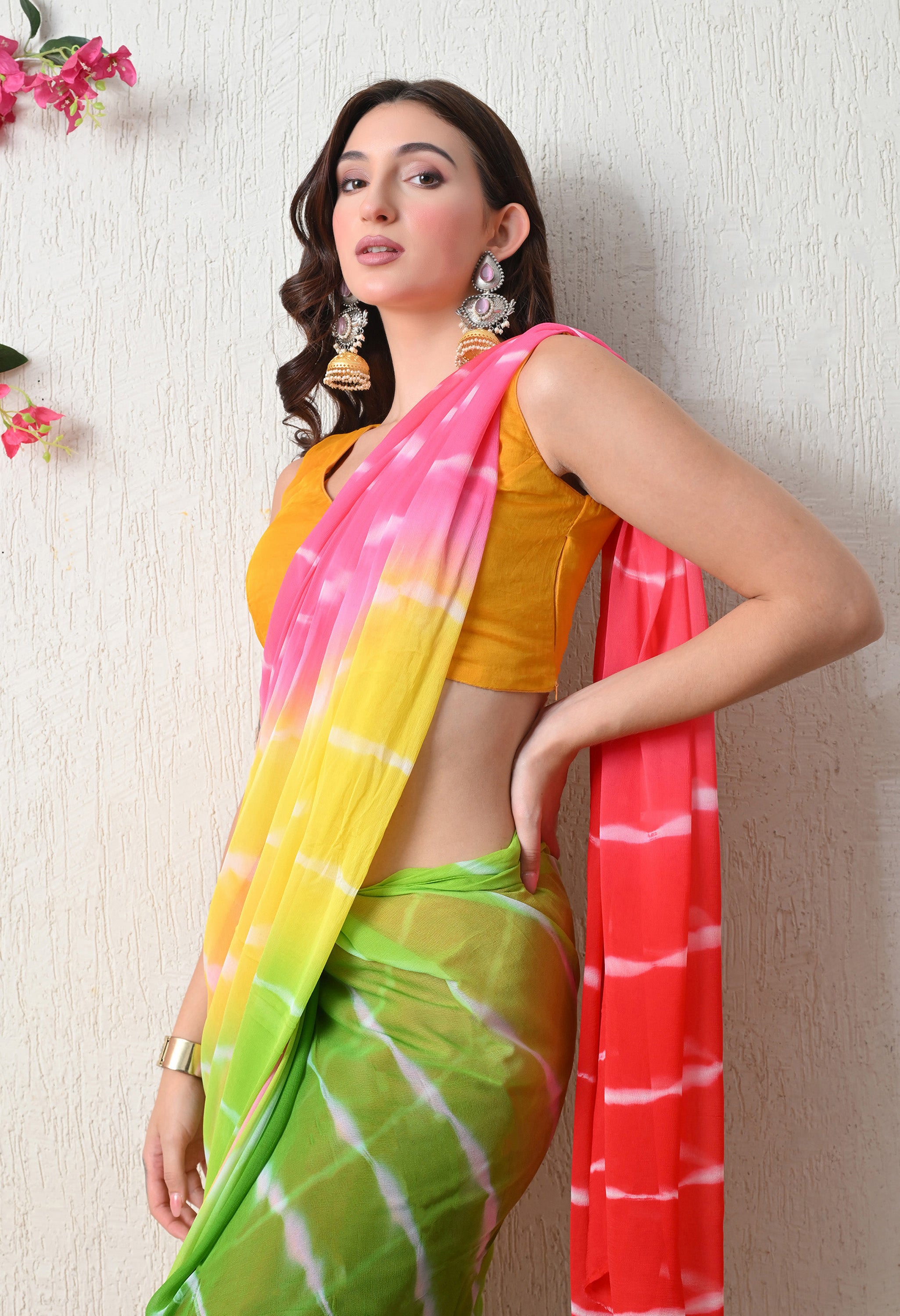 Candy Wave Tie & Dye Pure Chiffon Saree