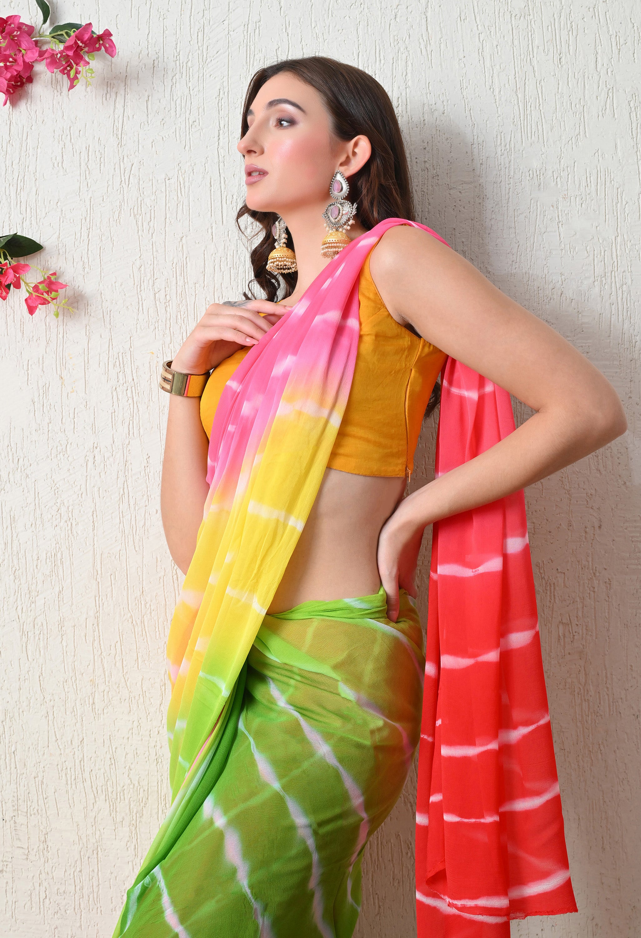 Candy Wave Tie & Dye Pure Chiffon Saree