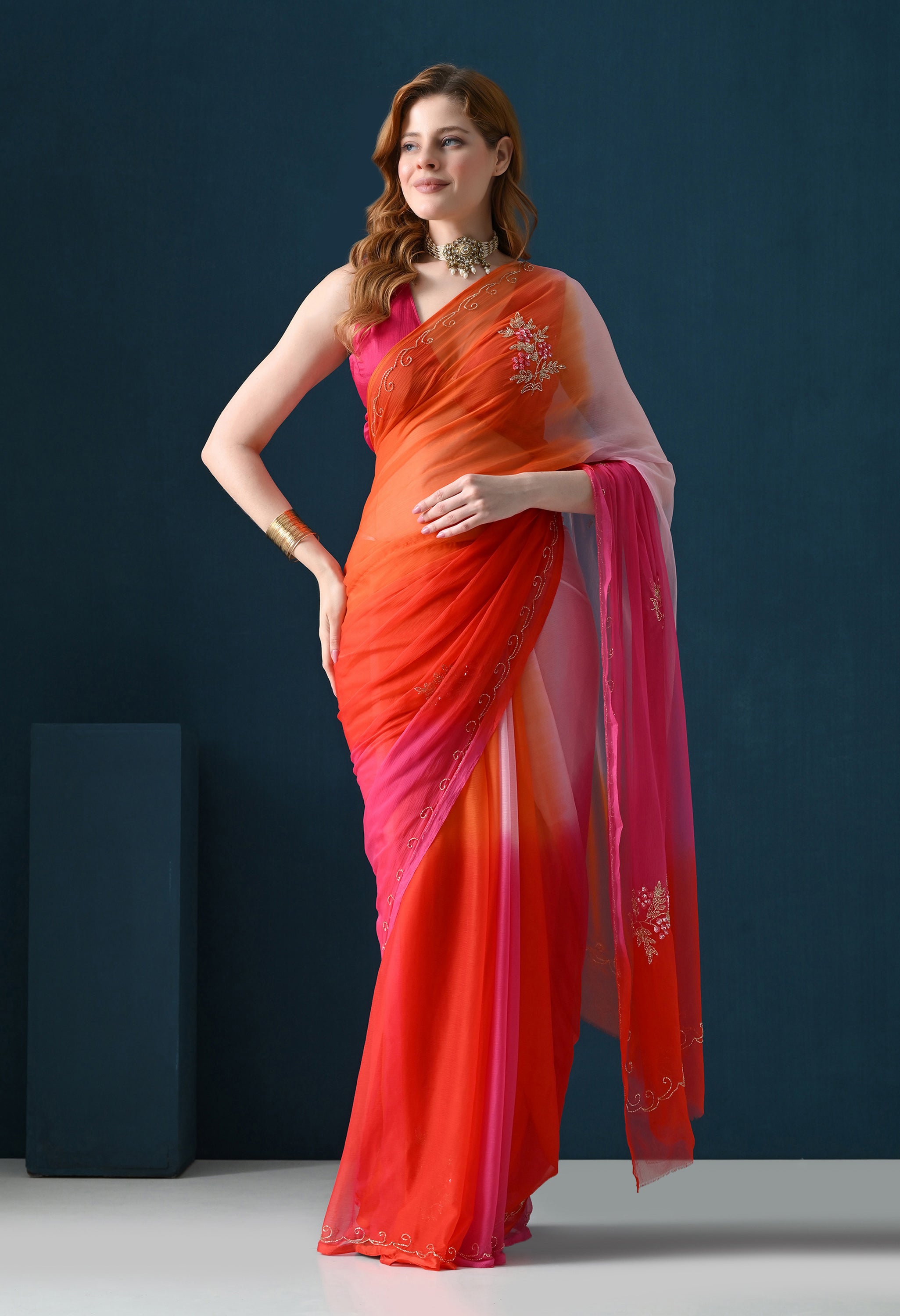 Pink Sorbet Tie & Dye Cutdana Buta Italian Chiffon Saree