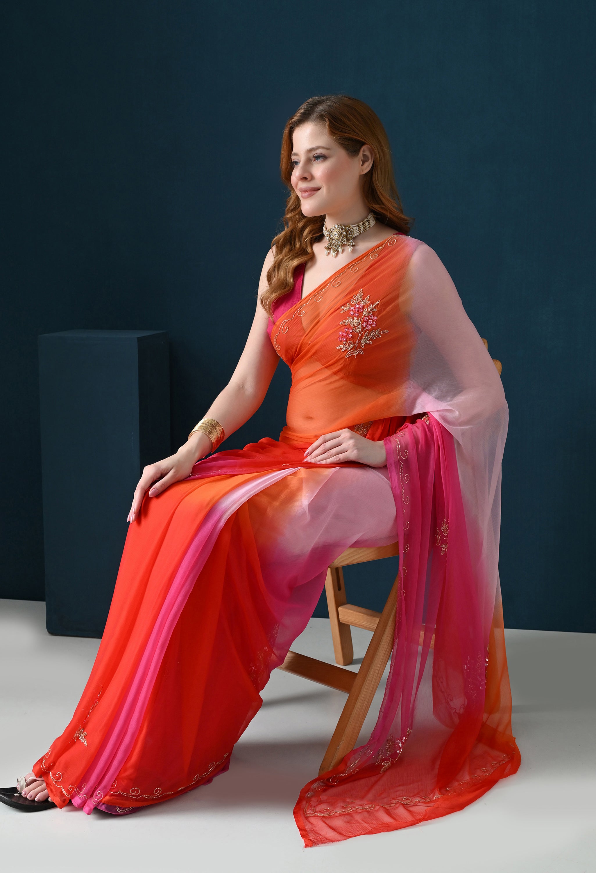 Pink Sorbet Tie & Dye Cutdana Buta Italian Chiffon Saree