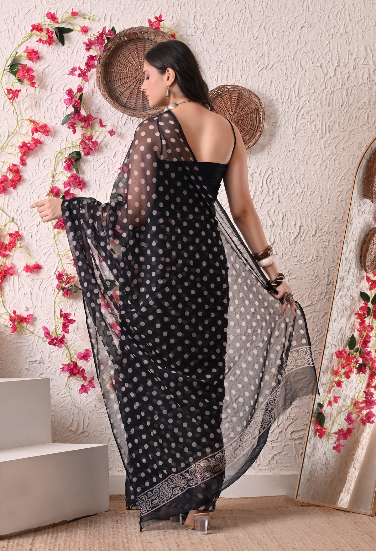 Dotscape Italian Chiffon Saree