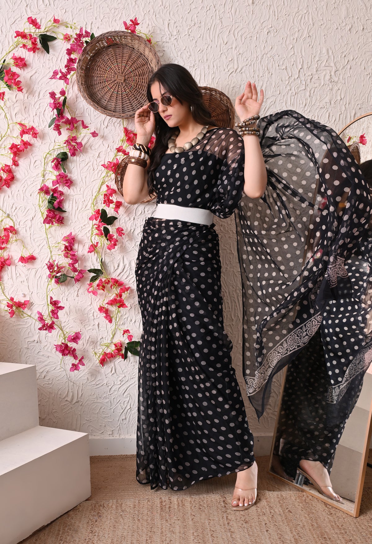 Dotscape Italian Chiffon Saree