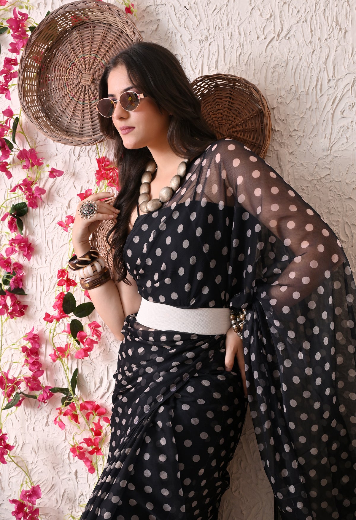 Dotscape Italian Chiffon Saree