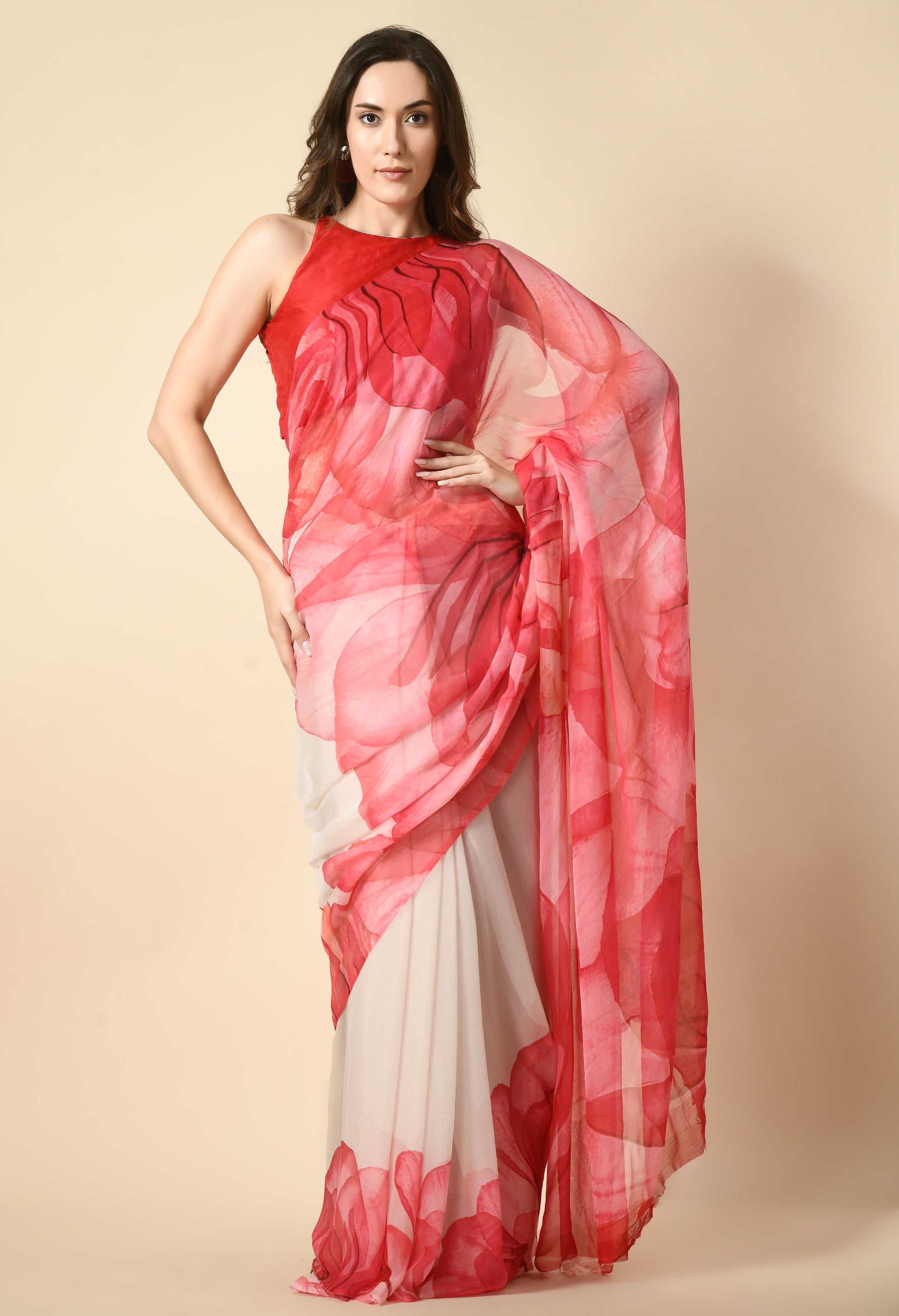 Rani Inspired Digital Print Pure Chiffon Saree