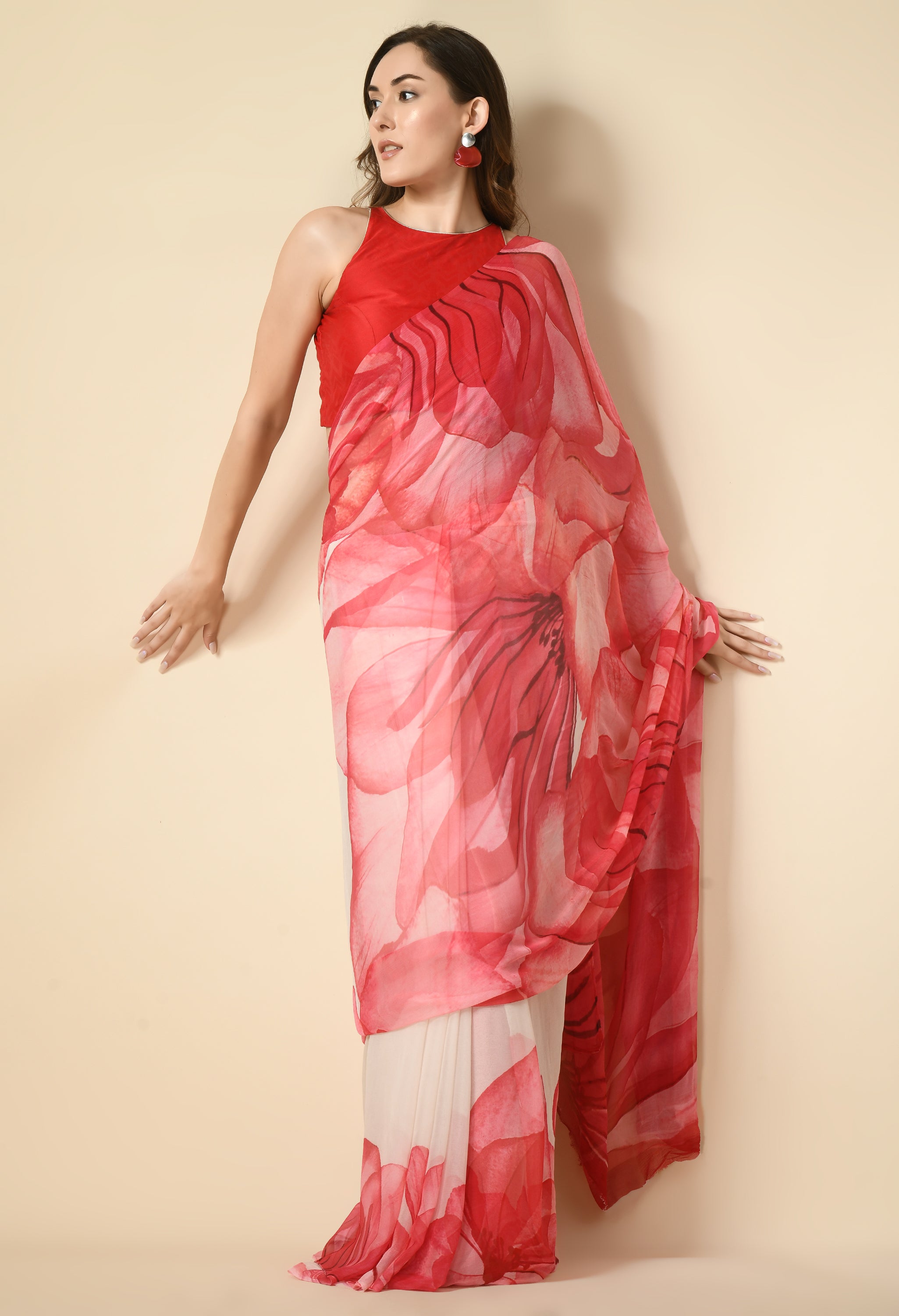 Rani Inspired Digital Print Pure Chiffon Saree