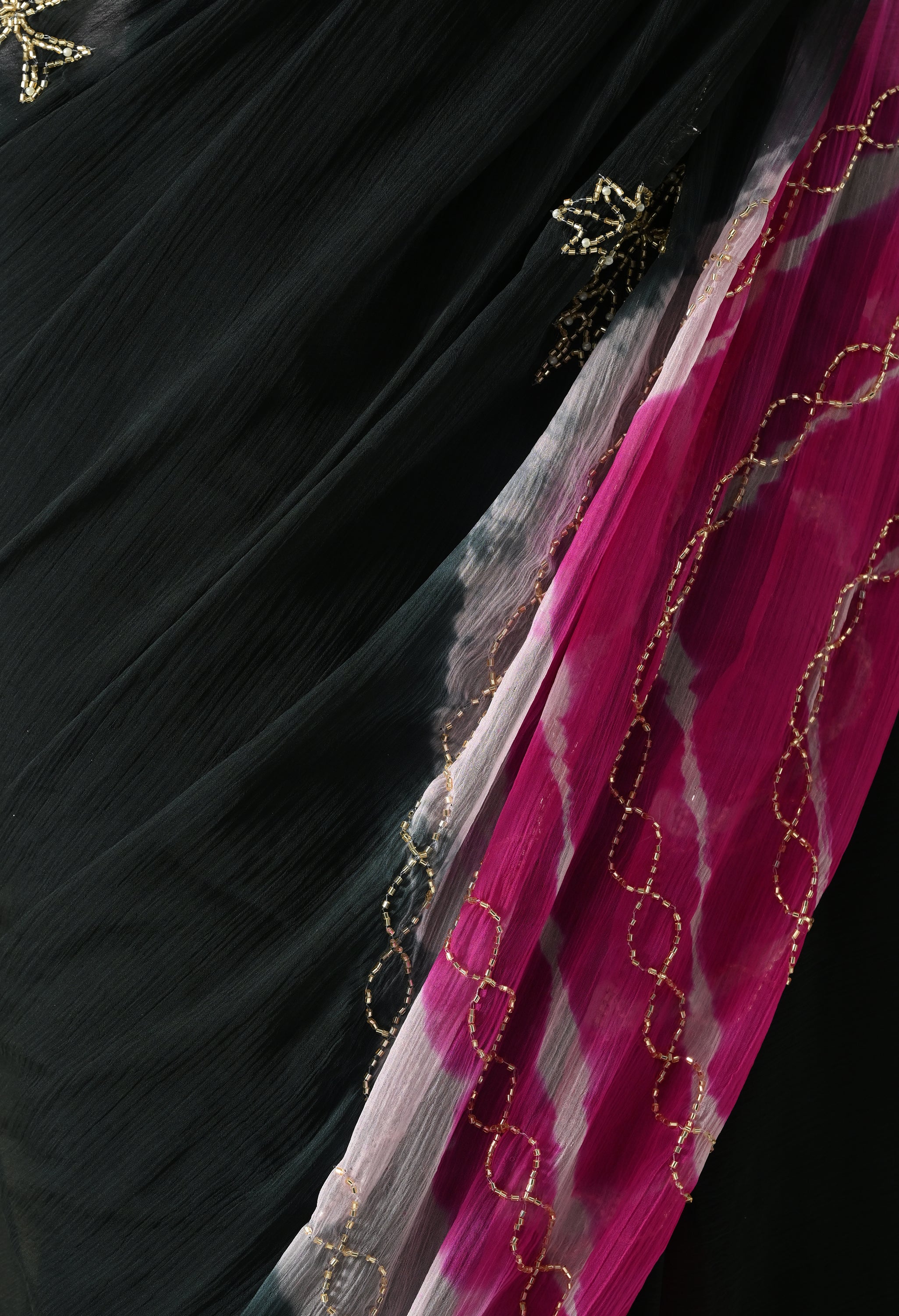 Albeli Noir Black Handworked Chiffon Saree