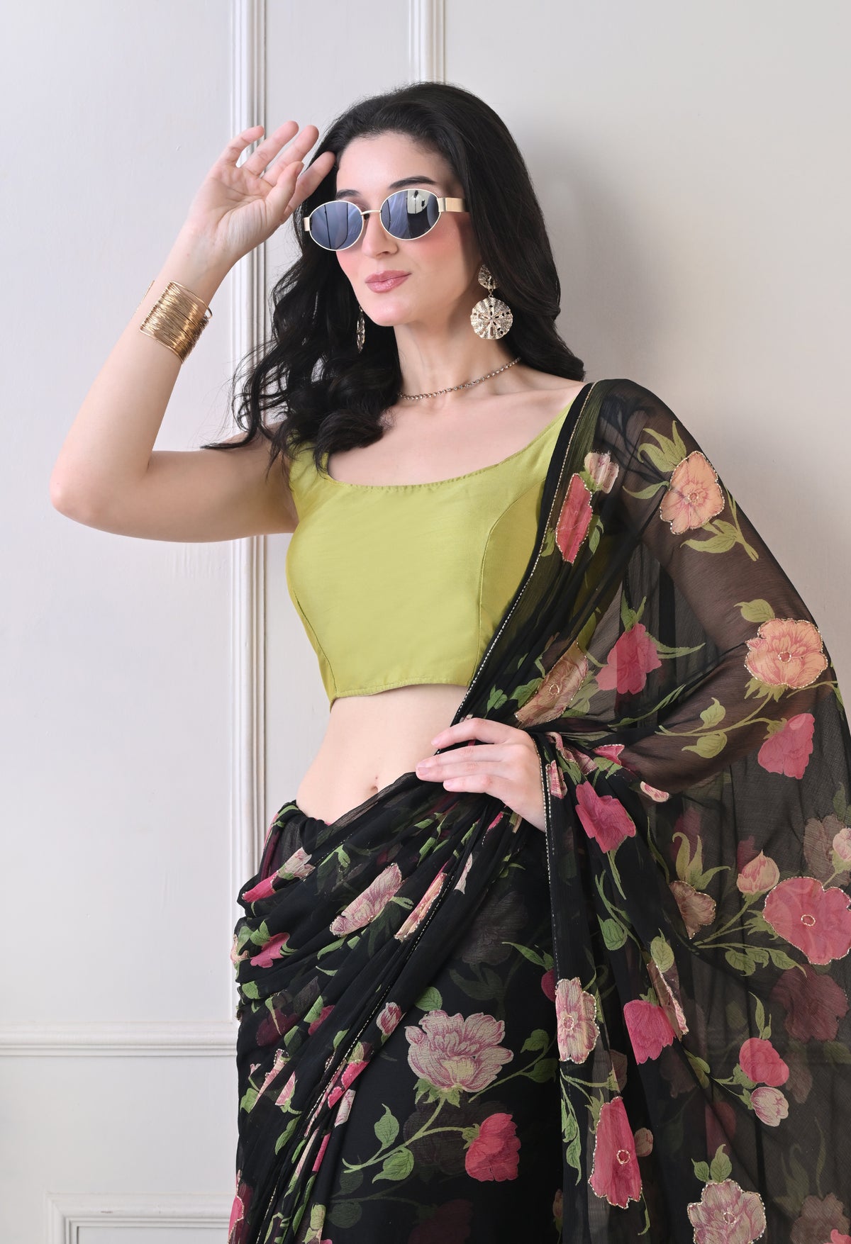 Onyx Garden Italian Chiffon Saree