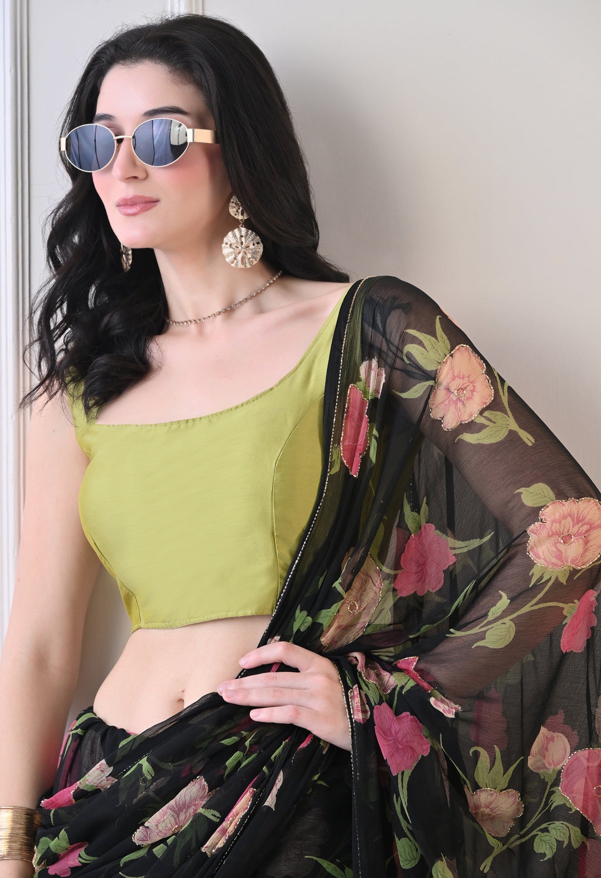 Onyx Garden Italian Chiffon Saree